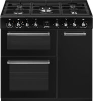 Smeg Range Cooker Dual Fuel CX93GMBL - Black