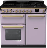 Rangemaster Range Cooker Dual Fuel ESDL100DFPHTH-AB1 - Heather / Antique Brass