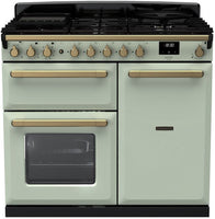 Rangemaster Range Cooker Dual Fuel ESDL100DFPMNT-AB1 - Mint / Antique Brass