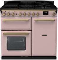 Rangemaster Range Cooker Dual Fuel ESDL100DFPPPK-AB1 - Pale Pink / Antique Brass