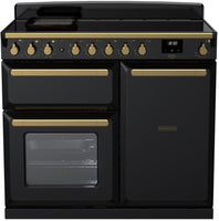 Rangemaster Range Cooker Induction ESDL100EIPGBL-AB1 - Gloss Black / Antique Brass