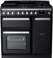 Rangemaster Range Cooker Dual Fuel ESDL90DFPGBL-CM1 - Gloss Black / Chrome