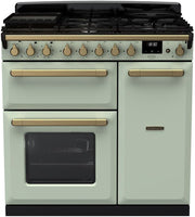 Rangemaster Range Cooker Dual Fuel ESDL90DFPMNT-AB1 - Mint / Antique Brass
