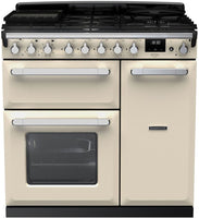 Rangemaster Range Cooker Dual Fuel ESDL90DFPPCR-CM1 - Pale Cream / Chrome