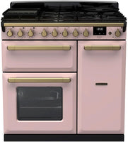 Rangemaster Range Cooker Dual Fuel ESDL90DFPPPK-AB1 - Pale Pink / Antique Brass