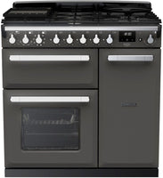 Rangemaster Range Cooker Dual Fuel ESDL90DFPSLT-CM1 - Slate / Chrome