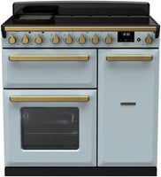 Rangemaster Range Cooker Induction ESDL90EIPMSB-AB1 - Misty Blue / Antique Brass