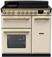 Rangemaster Range Cooker Induction ESDL90EIPPCR-AB1 - Pale Cream / Antique Brass