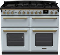 Rangemaster Range Cooker Dual Fuel ESDLB110DFPMSB-AB1 - Misty Blue / Antique Brass