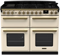Rangemaster Range Cooker Dual Fuel ESDLB110DFPPCR-AB1 - Pale Cream / Antique Brass