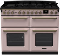 Rangemaster Range Cooker Dual Fuel ESDLB110DFPPPK-AB1 - Pale Pink / Antique Brass