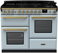 Rangemaster Range Cooker Dual Fuel ESDLO110DFPMSB-AB1 - Misty Blue / Antique Brass