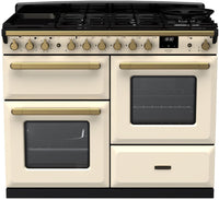 Rangemaster Range Cooker Dual Fuel ESDLO110DFPPCR-AB1 - Pale Cream / Antique Brass