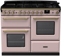 Rangemaster Range Cooker Dual Fuel ESDLO110DFPPPK-AB1 - Pale Pink / Antique Brass