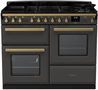 Rangemaster Range Cooker Dual Fuel ESDLO110DFPSLT-AB1 - Slate / Antique Brass