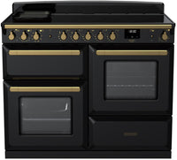 Rangemaster Range Cooker Induction ESDLO110EIPGBL-AB1 - Gloss Black / Antique Brass