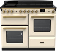 Rangemaster Range Cooker Induction ESDLO110EIPPCR-AB1 - Pale Cream / Antique Brass