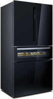 Siemens Freestanding American Style Refrigeration KF96RSBEA - Black Glass Doors