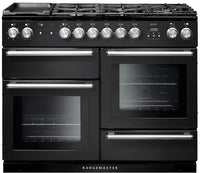 Rangemaster Range Cooker Dual Fuel NEX110DFFCB-C - Charcoal Black / Chrome