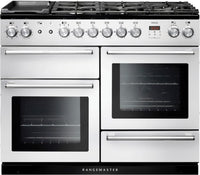 Rangemaster Range Cooker Dual Fuel NEX110DFFWH-C - White / Chrome