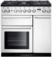 Rangemaster Range Cooker Dual Fuel NEX90DFFWH-C - White / Chrome