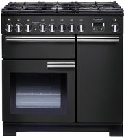 Rangemaster Range Cooker Dual Fuel PDL90DFFCB-C - Charcoal Black / Chrome