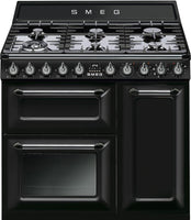 Smeg Range Cooker Dual Fuel TR93BL - Black
